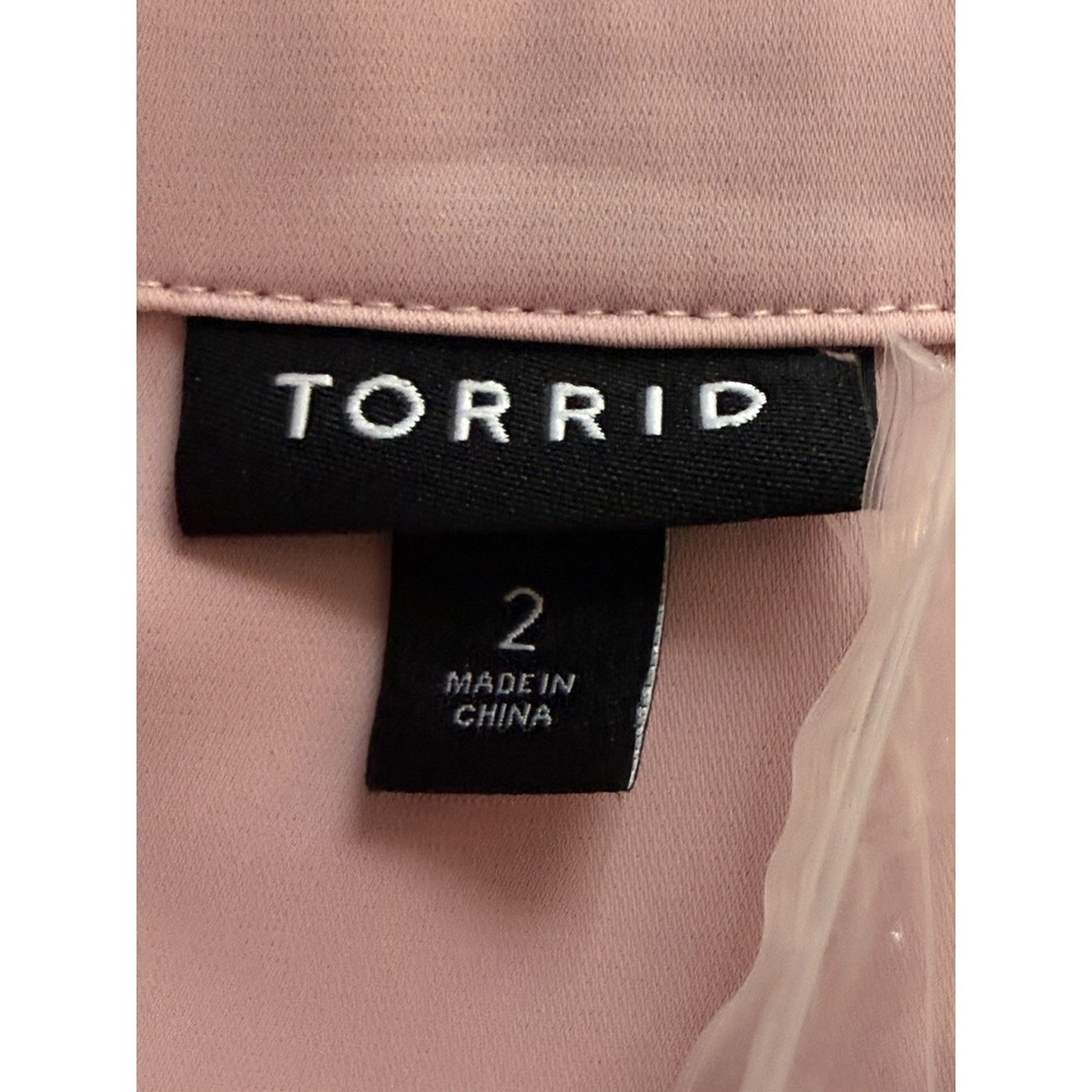 Torrid Madison Crepe Button Front‎ Blouse Pocket rose pink 2X women 18-20 - Picture 3 of 7